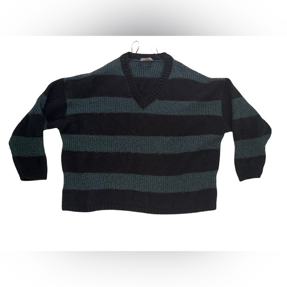 All Saints Black and Gray V-Neck Sweater
